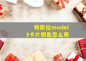 特斯拉model 3卡片钥匙怎么用